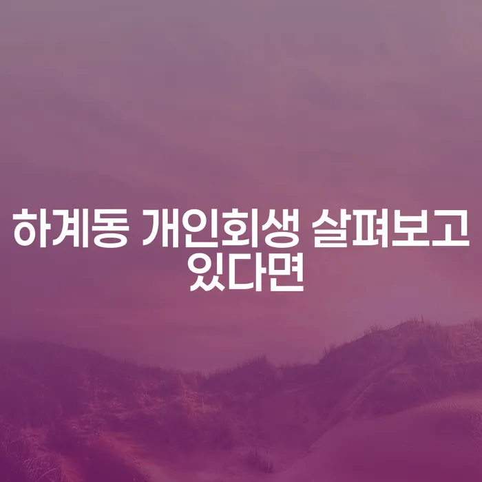 하계동 개인회생 살펴보고 있다면